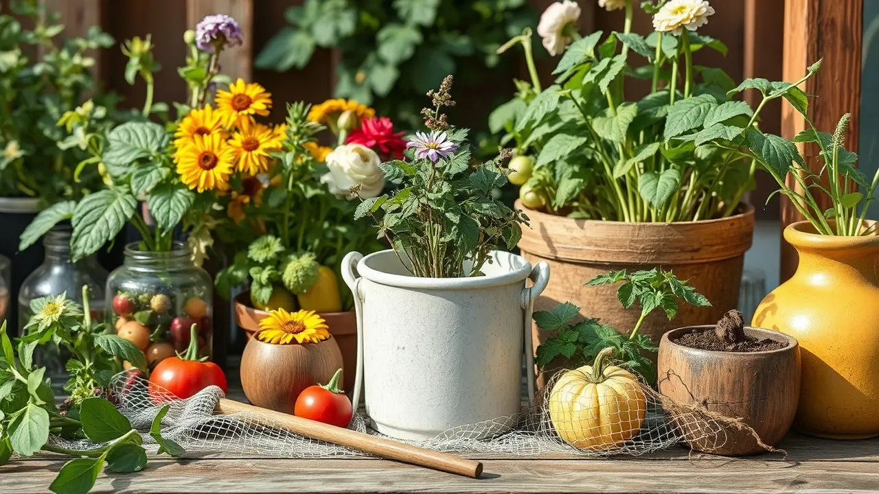 Feinmaschiges Insektennetz gespannt über Tunnelbögen auf einem bepflanzten Hochbeet im Garten